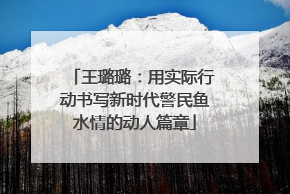 王璐璐：用实际行动书写新时代警民鱼水情的动人篇章