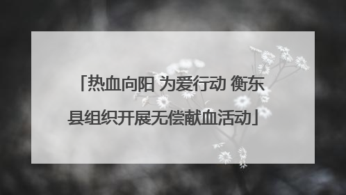 热血向阳 为爱行动 衡东县组织开展无偿献血活动