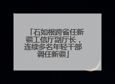 石如根跨省任新疆工信厅副厅长，连续多名年轻干部调任新疆