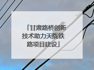 甘肃路桥创新技术助力天陇铁路项目建设