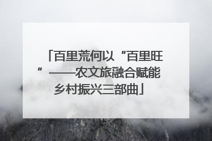 百里荒何以“百里旺”——农文旅融合赋能乡村振兴三部曲