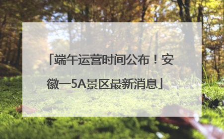 端午运营时间公布！安徽一5A景区最新消息