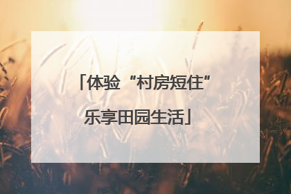 体验“村房短住” 乐享田园生活