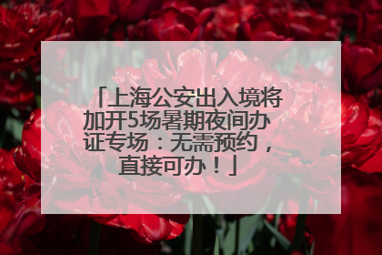 上海公安出入境将加开5场暑期夜间办证专场：无需预约，直接可办！