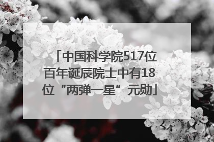 中国科学院517位百年诞辰院士中有18位“两弹一星”元勋