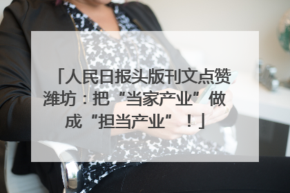 人民日报头版刊文点赞潍坊：把“当家产业”做成“担当产业”！