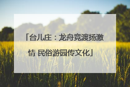 台儿庄：龙舟竞渡扬激情 民俗游园传文化