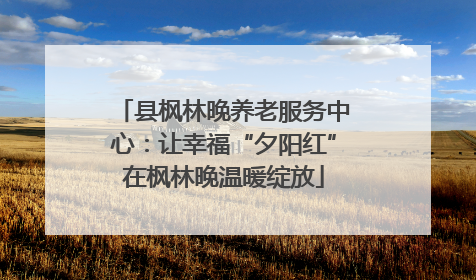 县枫林晚养老服务中心：让幸福“夕阳红”在枫林晚温暖绽放