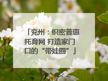 兖州：织密普惠托育网 打造家门口的“带娃圈”