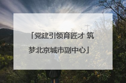 党建引领育匠才 筑梦北京城市副中心
