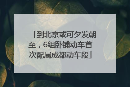 到北京或可夕发朝至，6组卧铺动车首次配属成都动车段