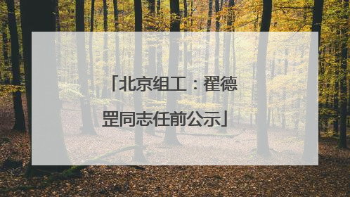 北京组工：翟德罡同志任前公示
