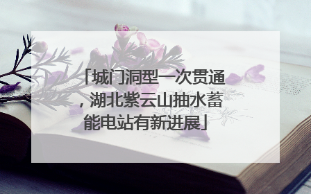 城门洞型一次贯通，湖北紫云山抽水蓄能电站有新进展