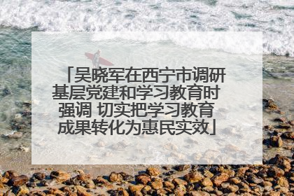 吴晓军在西宁市调研基层党建和学习教育时强调 切实把学习教育成果转化为惠民实效