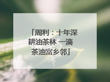 周利：十年深耕油茶林 一滴茶油富乡邻