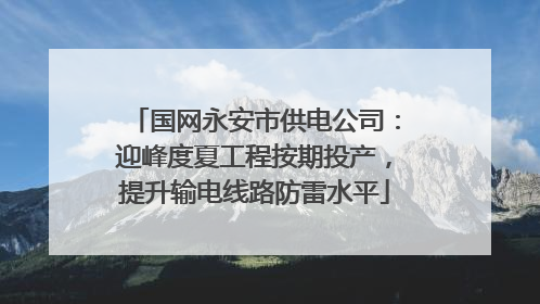 国网永安市供电公司：迎峰度夏工程按期投产，提升输电线路防雷水平