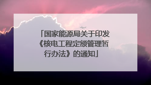 国家能源局关于印发《核电工程定额管理暂行办法》的通知