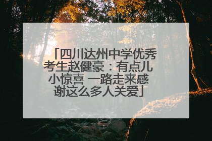 四川达州中学优秀考生赵健豪：有点儿小惊喜 一路走来感谢这么多人关爱