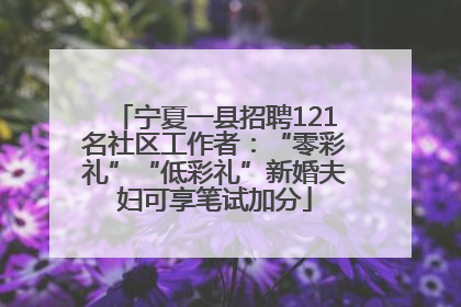 宁夏一县招聘121名社区工作者：“零彩礼”“低彩礼”新婚夫妇可享笔试加分