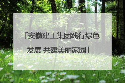 安徽建工集团践行绿色发展 共建美丽家园