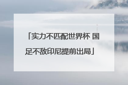 实力不匹配世界杯 国足不敌印尼提前出局