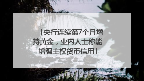 央行连续第7个月增持黄金，业内人士称能增强主权货币信用