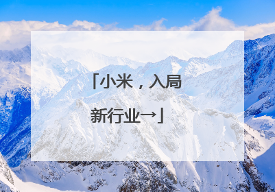 小米，入局新行业→