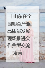山东在全国粮食产业高质量发展现场推进会作典型交流发言