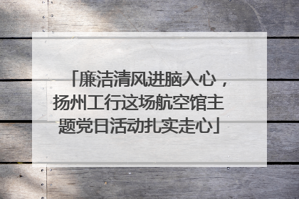 廉洁清风进脑入心，扬州工行这场航空馆主题党日活动扎实走心