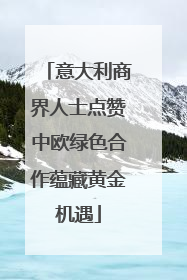 意大利商界人士点赞中欧绿色合作蕴藏黄金机遇