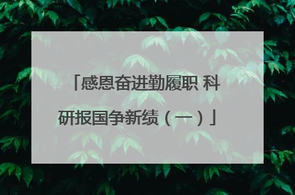 感恩奋进勤履职 科研报国争新绩（一）