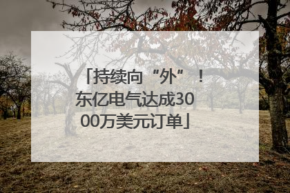 持续向“外”！东亿电气达成3000万美元订单