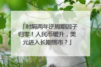 时隔两年逆周期因子归零！人民币缓升，美元进入长期熊市？