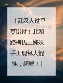 武汉人过早莫错过！北湖路梅氏三姊妹手工现包大馄饨，超鲜！