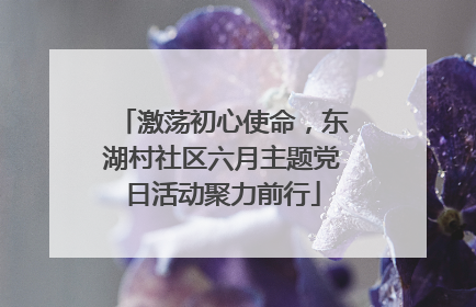 激荡初心使命，东湖村社区六月主题党日活动聚力前行