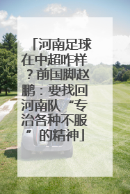 河南足球在中超咋样？前国脚赵鹏：要找回河南队“专治各种不服”的精神