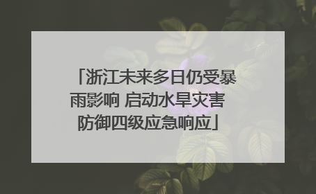 浙江未来多日仍受暴雨影响 启动水旱灾害防御四级应急响应