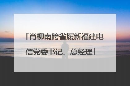 肖柳南跨省履新福建电信党委书记、总经理