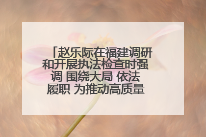赵乐际在福建调研和开展执法检查时强调 围绕大局 依法履职 为推动高质量发展作出人大贡献