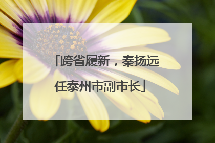 跨省履新，秦扬远任泰州市副市长