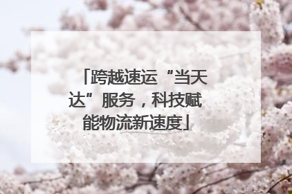 跨越速运“当天达”服务，科技赋能物流新速度