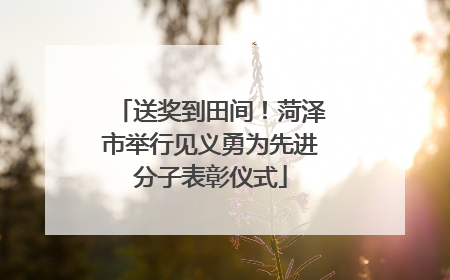 送奖到田间！菏泽市举行见义勇为先进分子表彰仪式