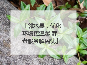 邻水县：优化环境更温馨 养老服务解民忧