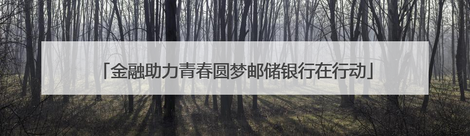金融助力青春圆梦邮储银行在行动