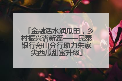 金融活水润瓜田，乡村振兴谱新篇——民泰银行舟山分行助力朱家尖西瓜甜蜜升级