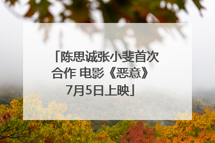陈思诚张小斐首次合作 电影《恶意》7月5日上映
