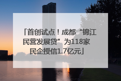 首创试点！成都“锦江民营发展贷”为118家民企授信1.7亿元