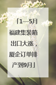 1—5月福建集装箱出口大涨，厦企订单排产到9月