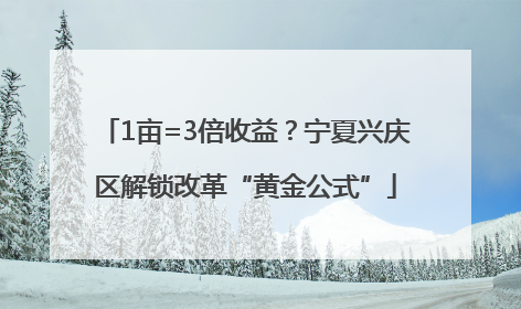 1亩=3倍收益？宁夏兴庆区解锁改革“黄金公式”