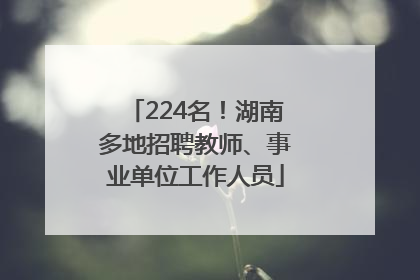 224名！湖南多地招聘教师、事业单位工作人员